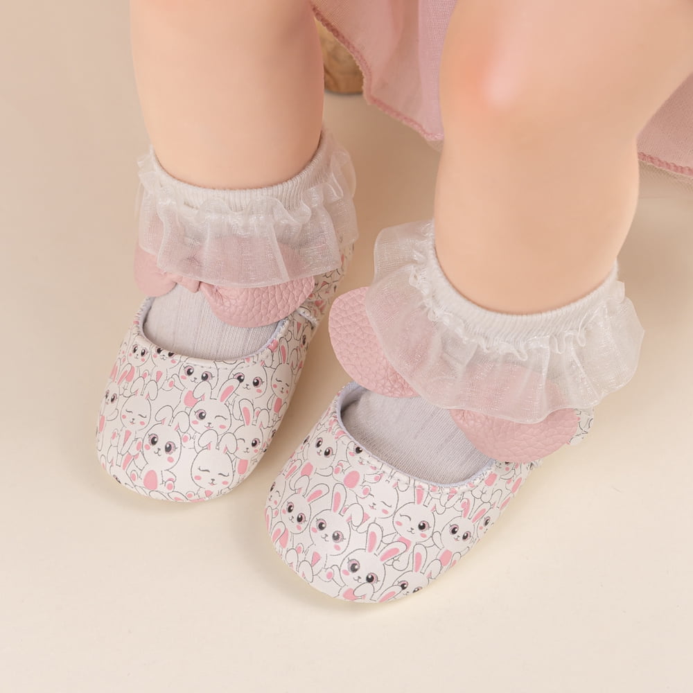 Meckior Baby Girls Shoes Infant Mary Jane Dress Bowknot Princess Crib Flats for Newborn First Walkers 3-18 Months