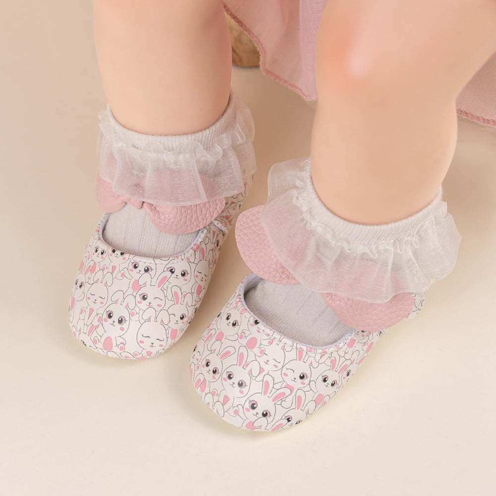 Meckior Baby Girls Shoes Infant Mary Jane Dress Bowknot Princess Crib Flats for Newborn First Walkers 3-18 Months