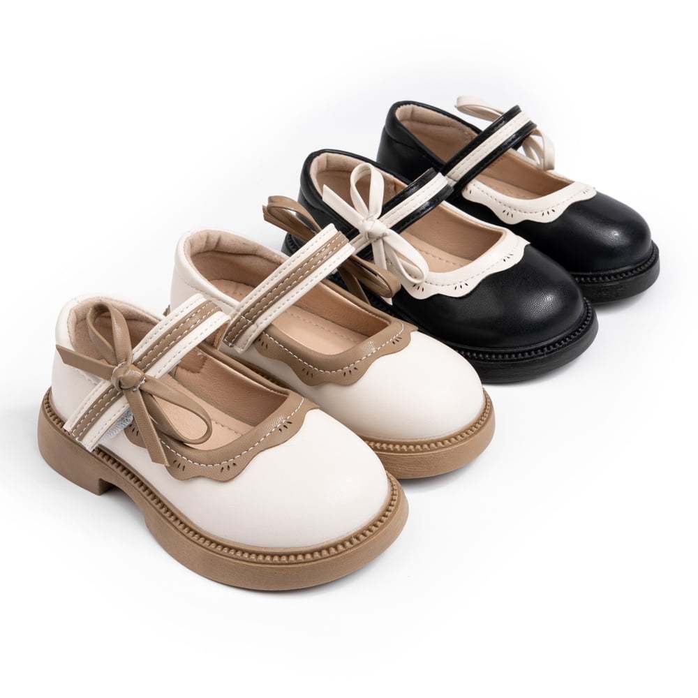 HsdsBebe Toddler Girls Dress Shoes Mary Jane Bowknot Soft Sole Princess Shoes for Little Kids