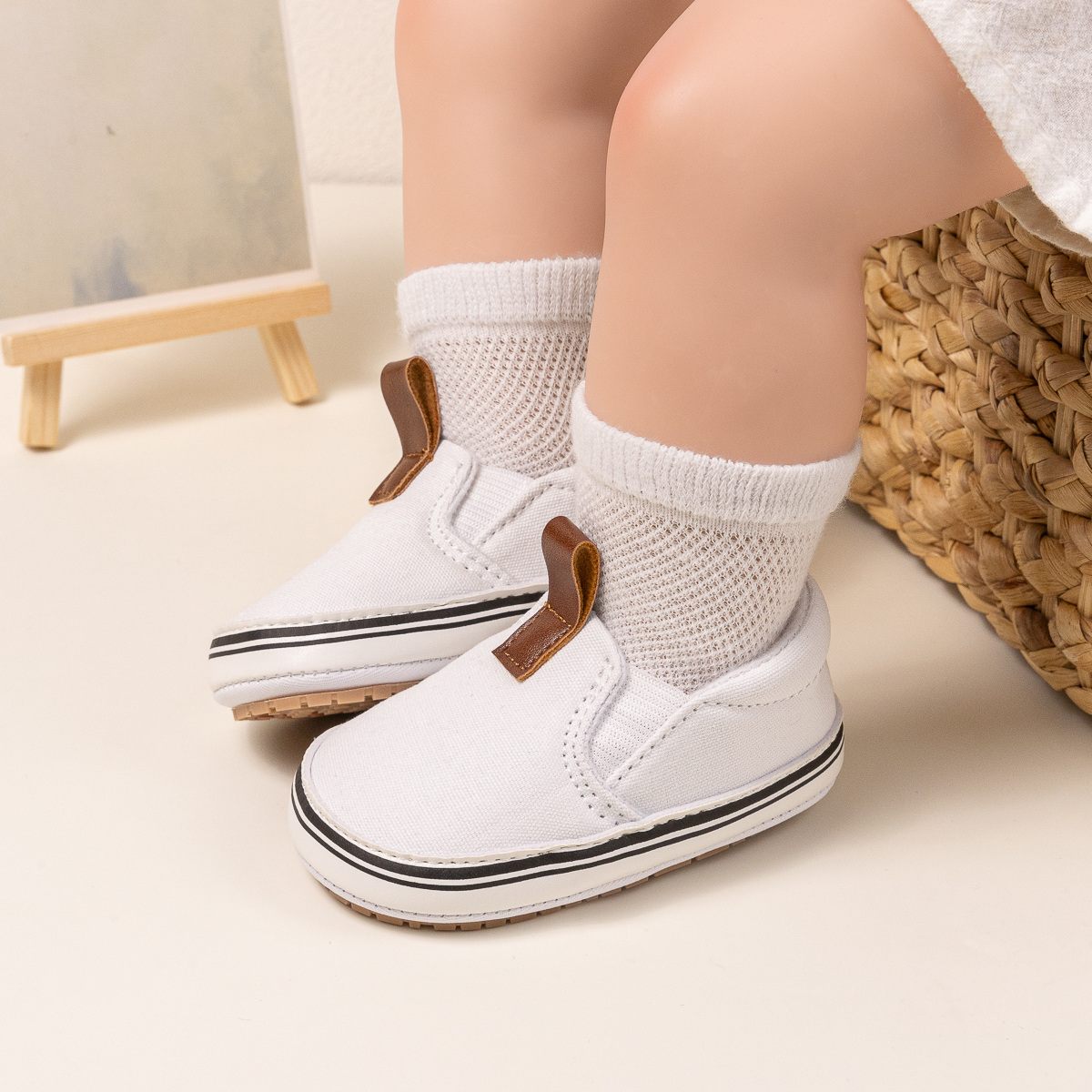 CG5113 White Slip-On Casual Walking Shoes For Babies 11-13c