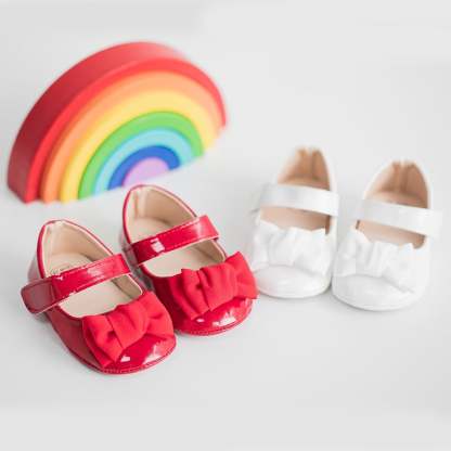 Meckior Baby Girls Shoes Infant Mary Jane Dress Bowknot Princess Crib Flats for Newborn First Walkers 3-18 Months