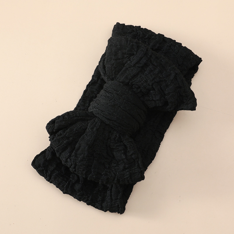 FHML-2243 Wholesale Single Color Crinkled Cloth Bow Hairband