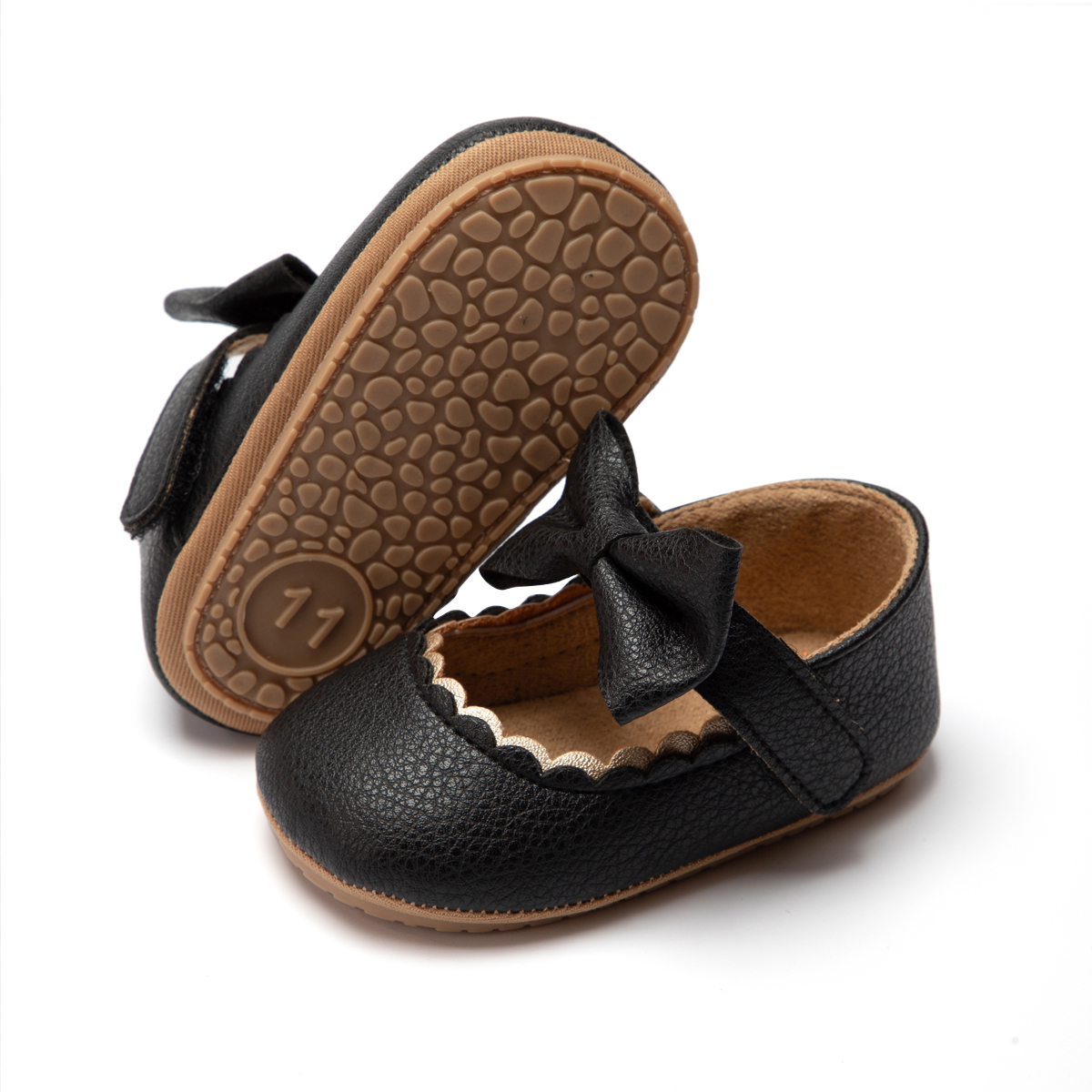 HM1628-1 Infant Princess Shoes PUPVC Sole Baby Girl First Walking Shoes Soft Comfortable Non-Slip