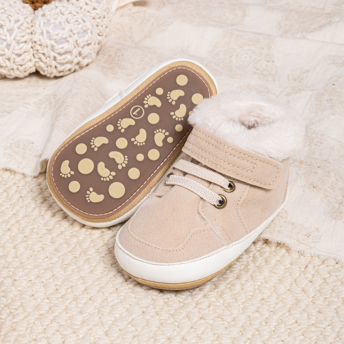 CG5148 Baby Boots Faux Suede for Newborn Toddler Boys Girls Winter Warm Crib Booties