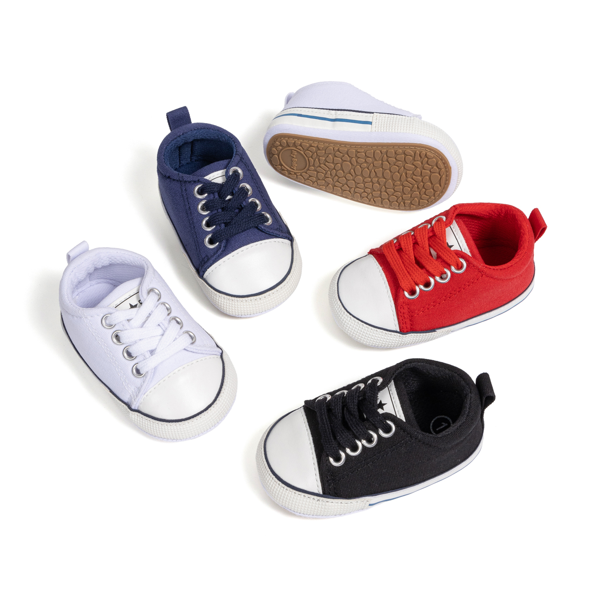 2110 Baby Casual Shoes Canvas PVC Sole Soft Comfortable Lightweight Breathable Non Slip Infant Toddler First Walkers Sneakers for Boys Girls
