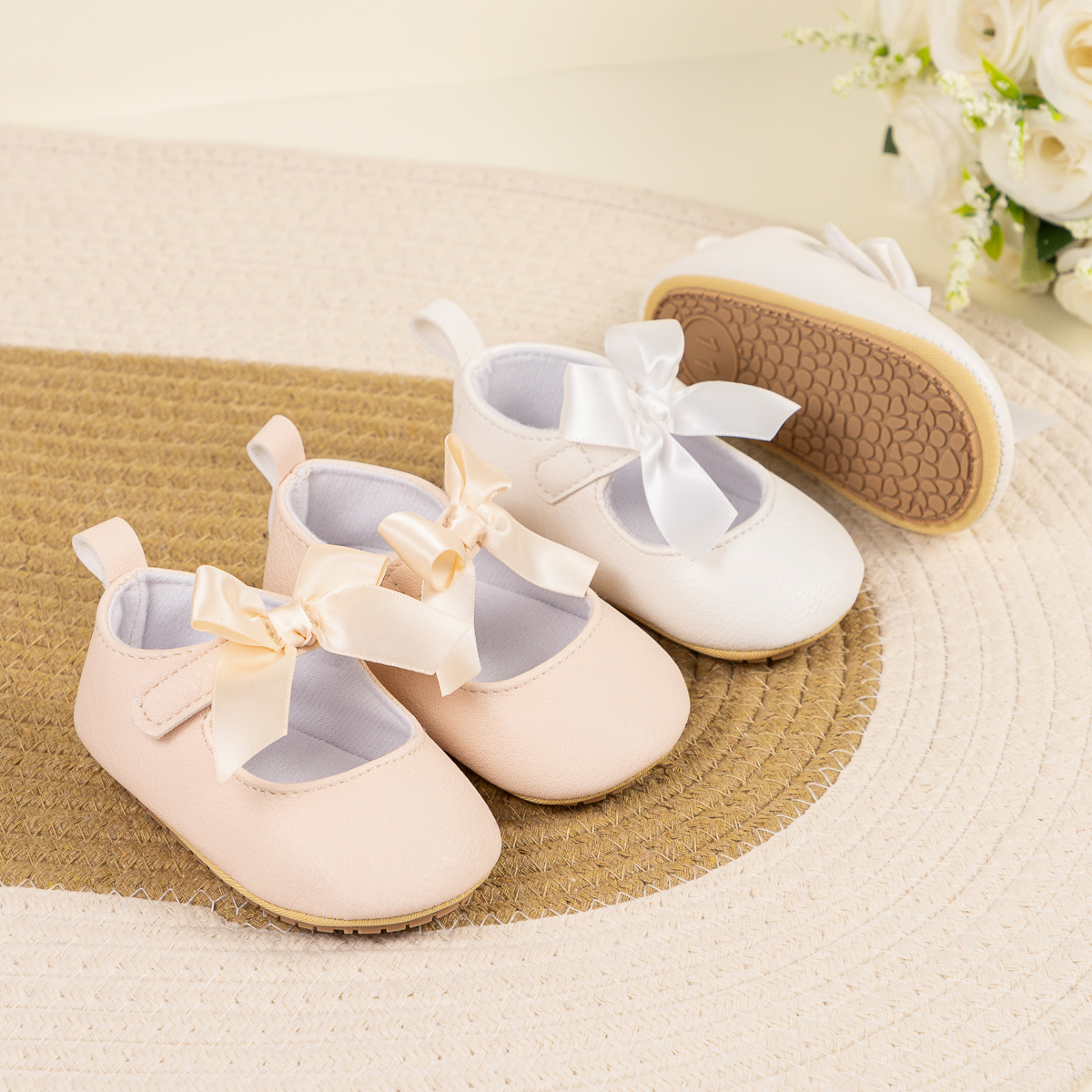 CG5362 Baby Princess Shoes for Girls Soft Sole Non Slip Infant First Walkers Cute Toddler Shoes Pink Bowknot PUPVC Sole