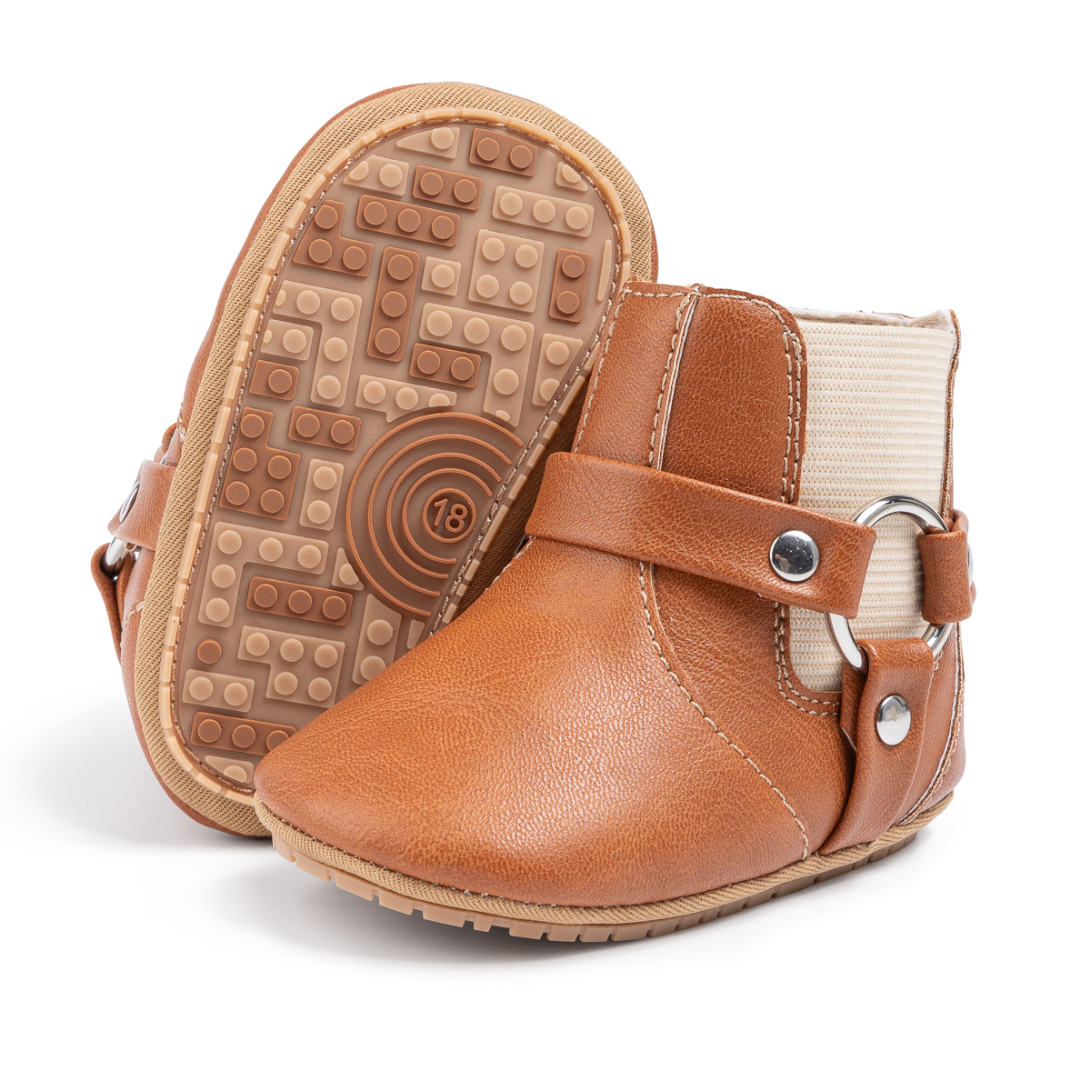CG5417 Baby Boots PUPVC Sole Comfortable Soft Non-Slip Infant Shoes for Newborns Toddlers Boys Girls Winter Warm Footwear