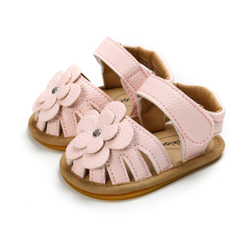 Meckior Baby Girls Sandals Infant Closed Toe Crib Shoes 0-24 Months