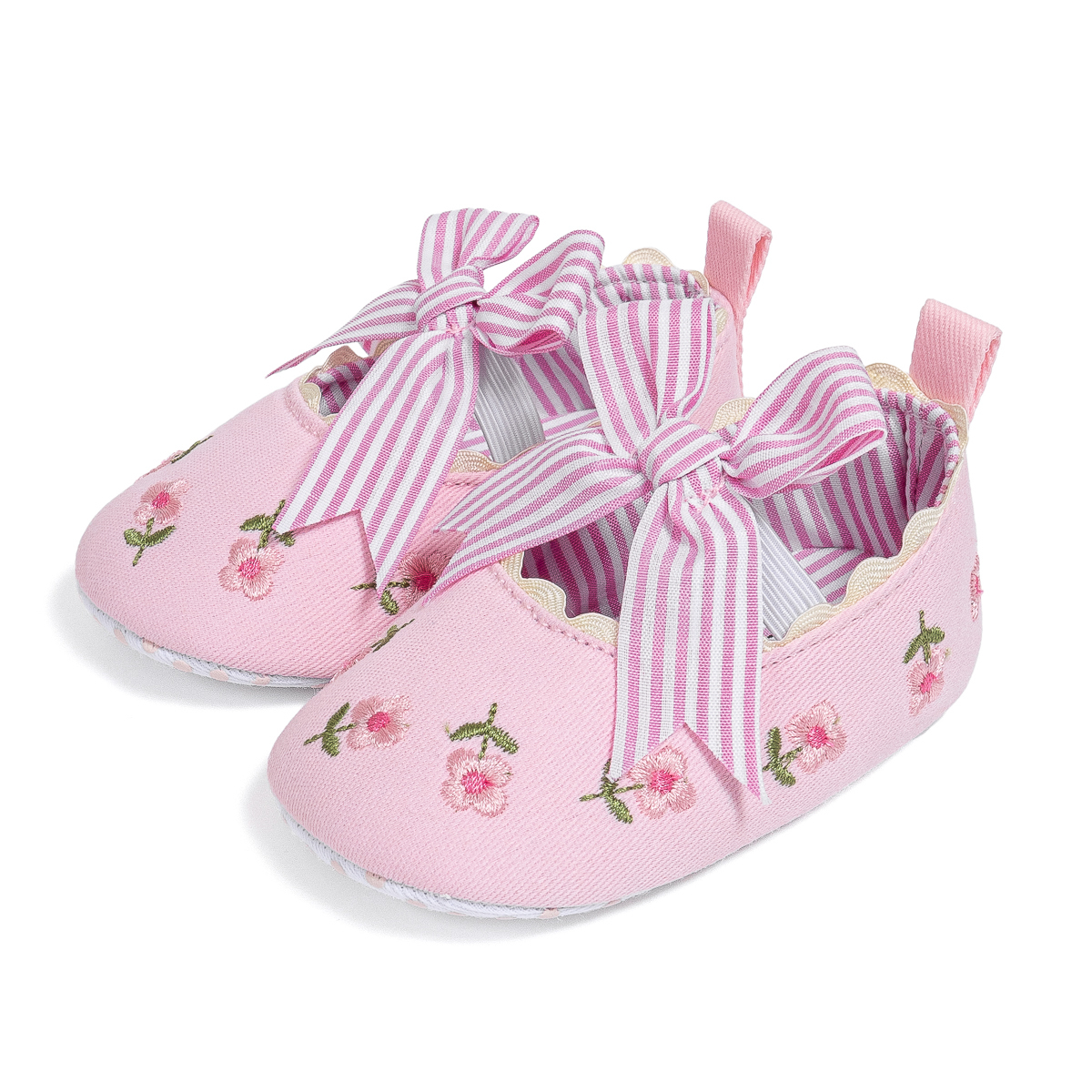 PT5331 Wholesale Bow Striped Mary Jane Baby Dress Shoes