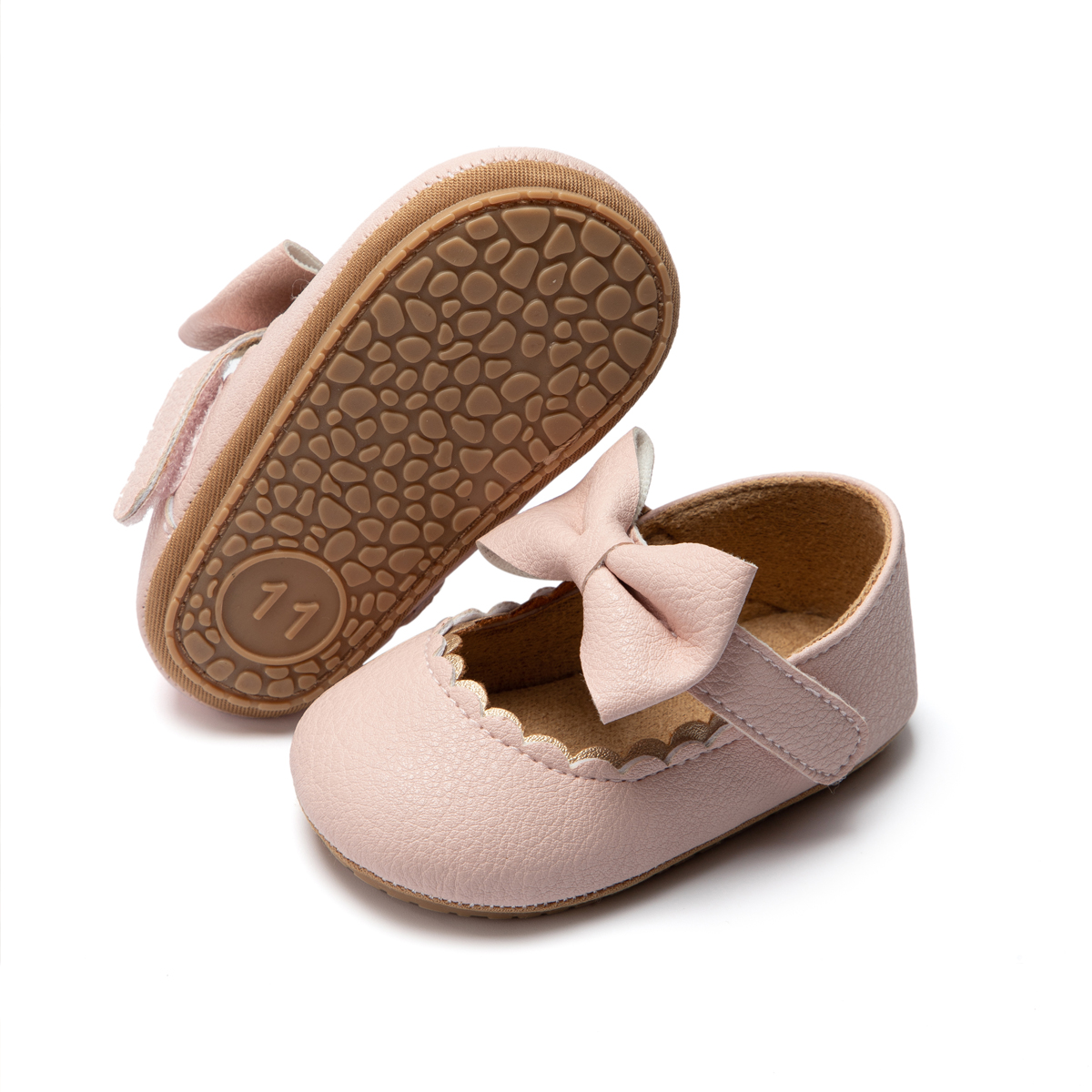 HM1628-1 Infant Princess Shoes PUPVC Sole Baby Girl First Walking Shoes Soft Comfortable Non-Slip