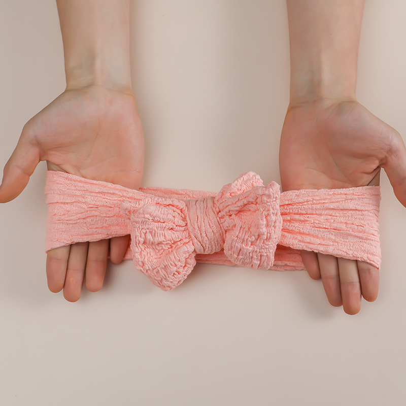 FHML-2243 Wholesale Single Color Crinkled Cloth Bow Hairband