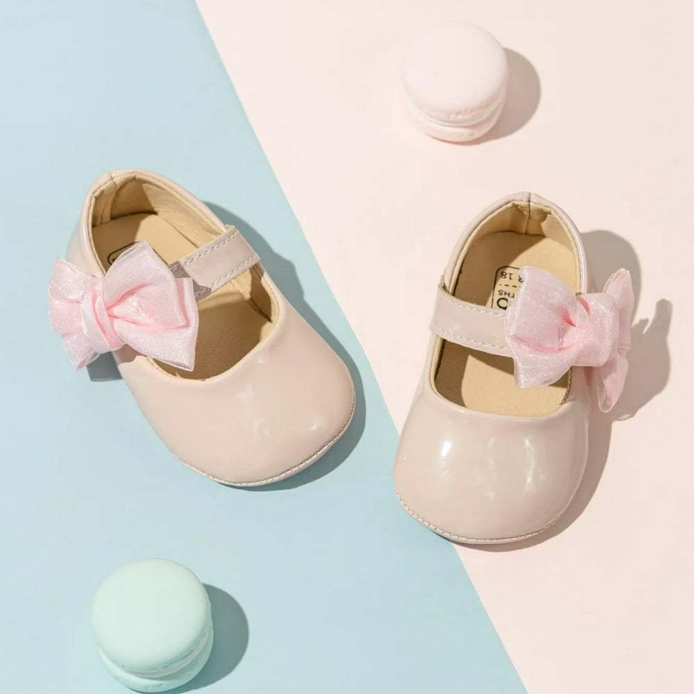 Meckior Baby Girls Shoes Infant Mary Jane Dress Bowknot Princess Crib Flats for Newborn First Walkers 3-18 Months