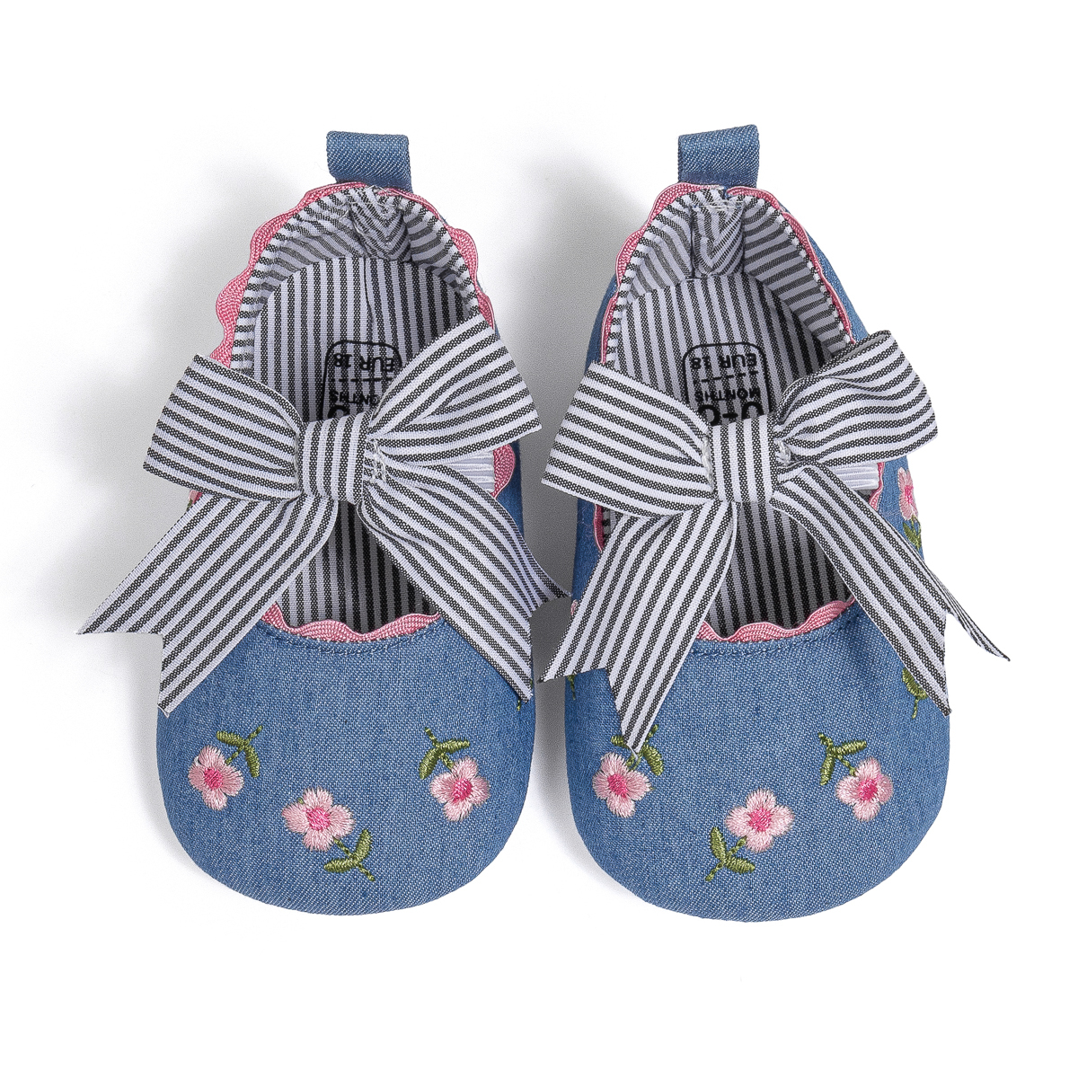 PT5331 Wholesale Bow Striped Mary Jane Baby Dress Shoes