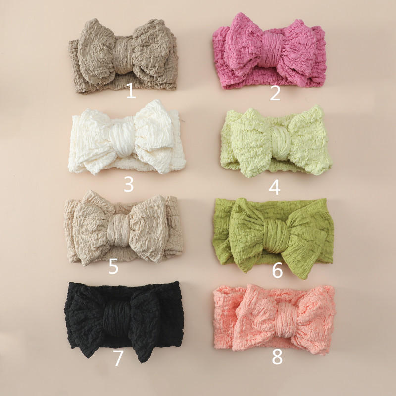 FHML-2243 Wholesale Single Color Crinkled Cloth Bow Hairband