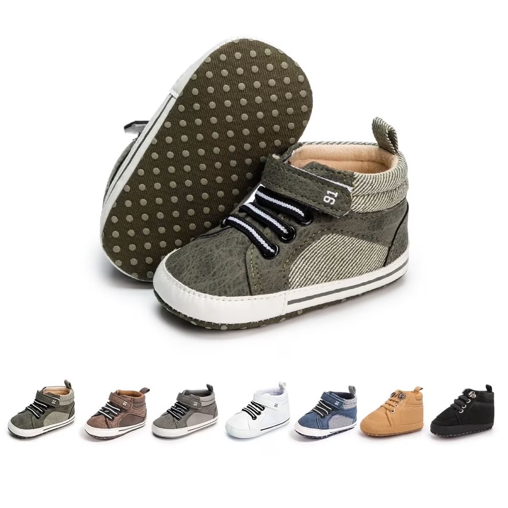 HsdsBebe Baby Boys Girls Shoes Infant High Tops Ankle Sneakers Soft Anti-Slip Sole for First Walkers 3-18 Months