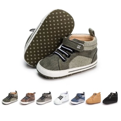 HsdsBebe Baby Boys Girls Shoes Infant High Tops Ankle Sneakers Soft Anti-Slip Sole for First Walkers 3-18 Months