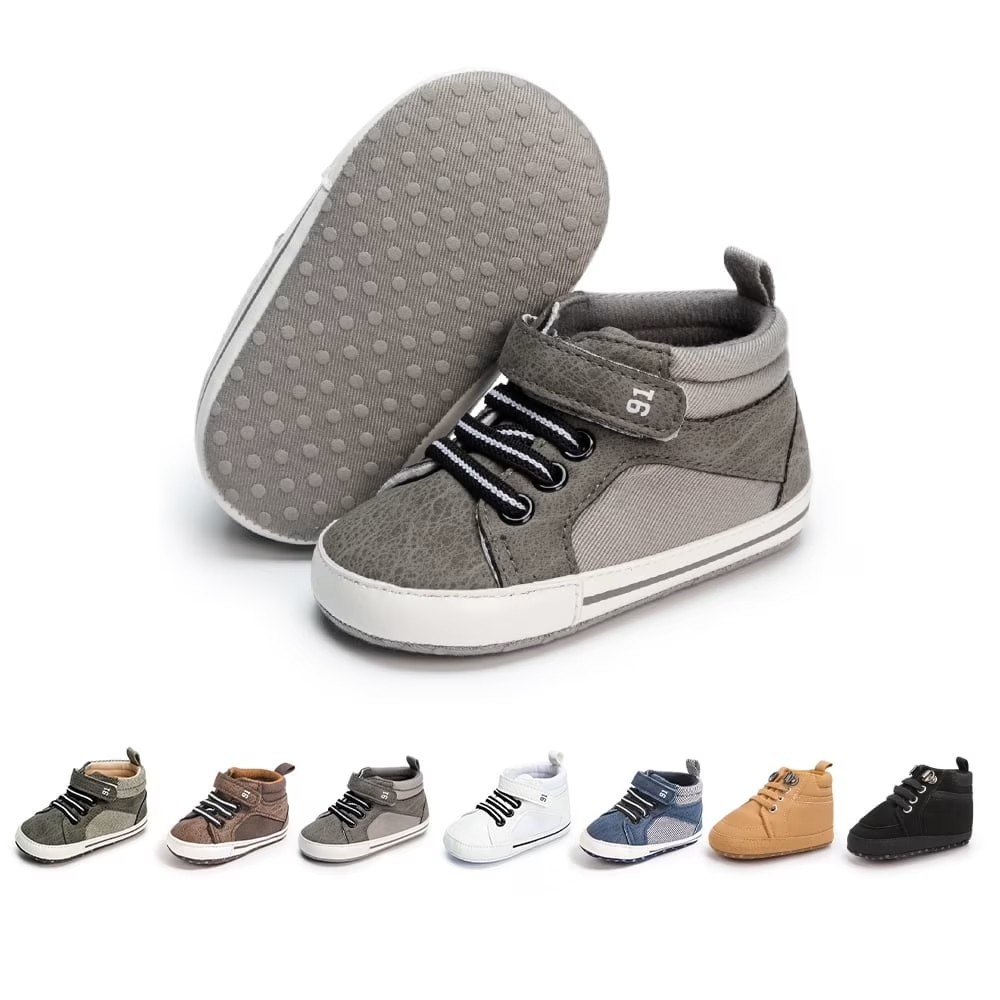 HsdsBebe Baby Boys Girls Shoes Infant High Tops Ankle Sneakers Soft Anti-Slip Sole for First Walkers 3-18 Months