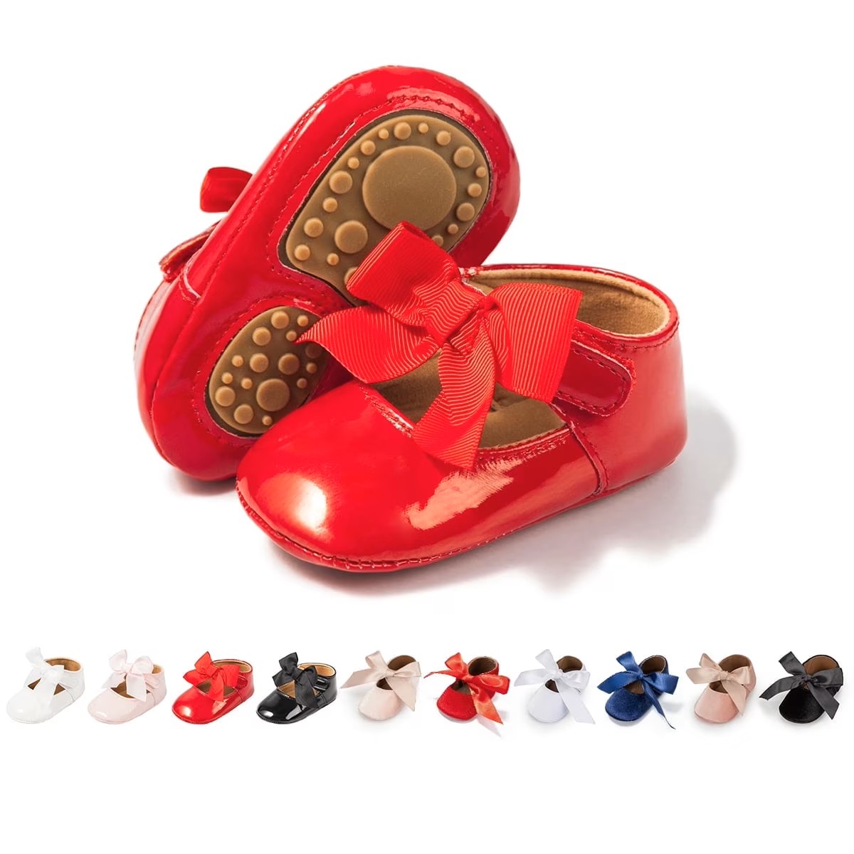 Meckior Baby Girls Shoes Infant Mary Jane Bowknot Soft Sole PU Leather Newborn First Walker Cirb Shoes