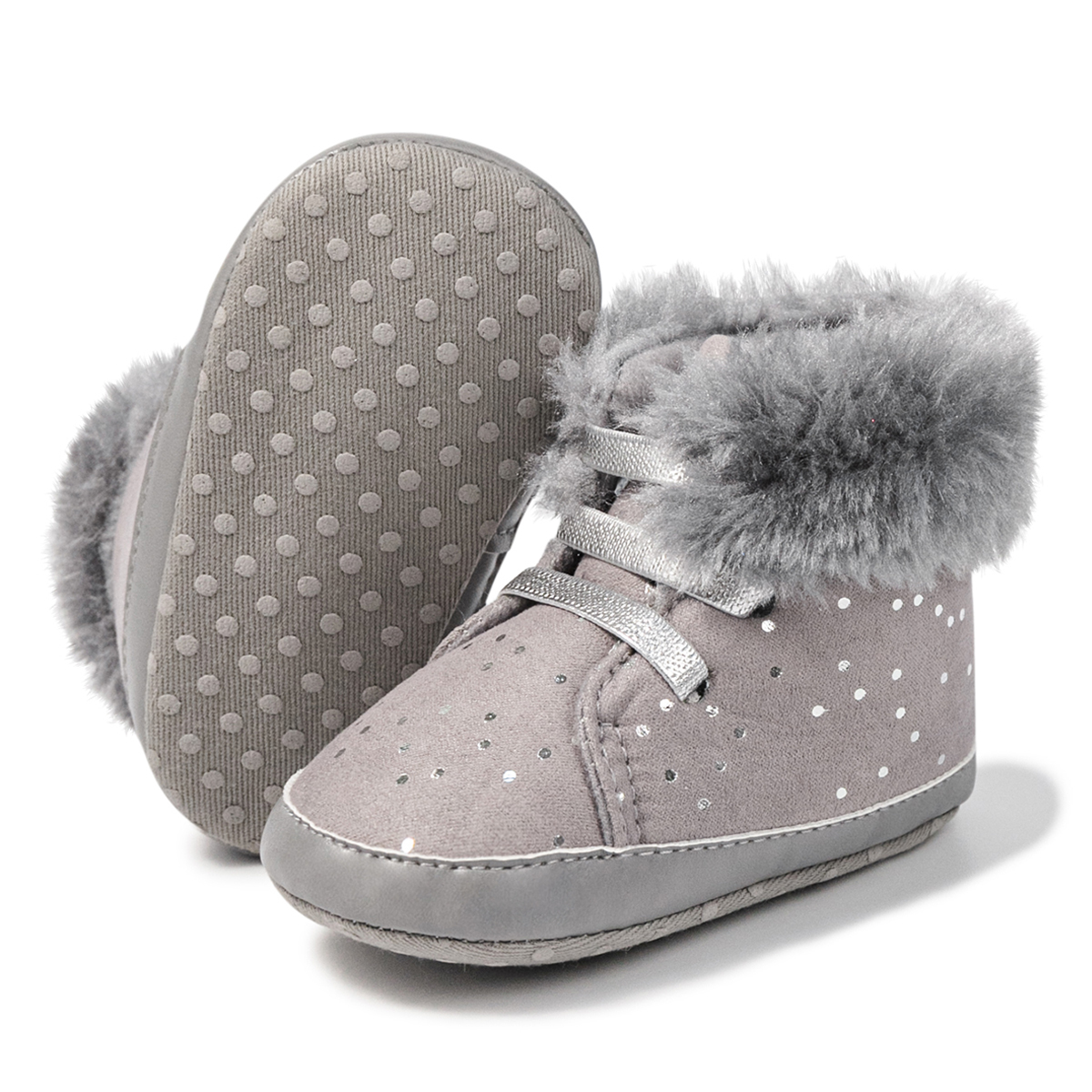 HsdsBebe Baby Boys Girls Shoes Infant Furry Boots Winter Booties for First Walker 0-18M