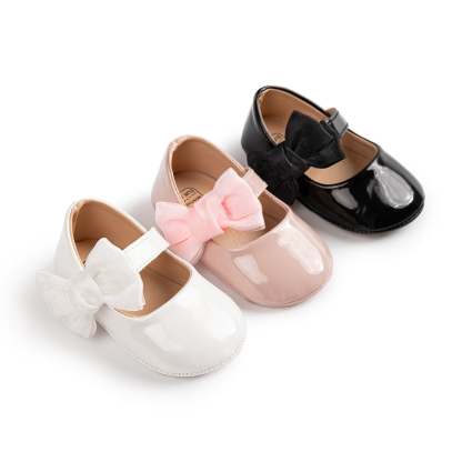 Meckior Baby Girls Shoes Infant Mary Jane Dress Bowknot Princess Crib Flats for Newborn First Walkers 3-18 Months