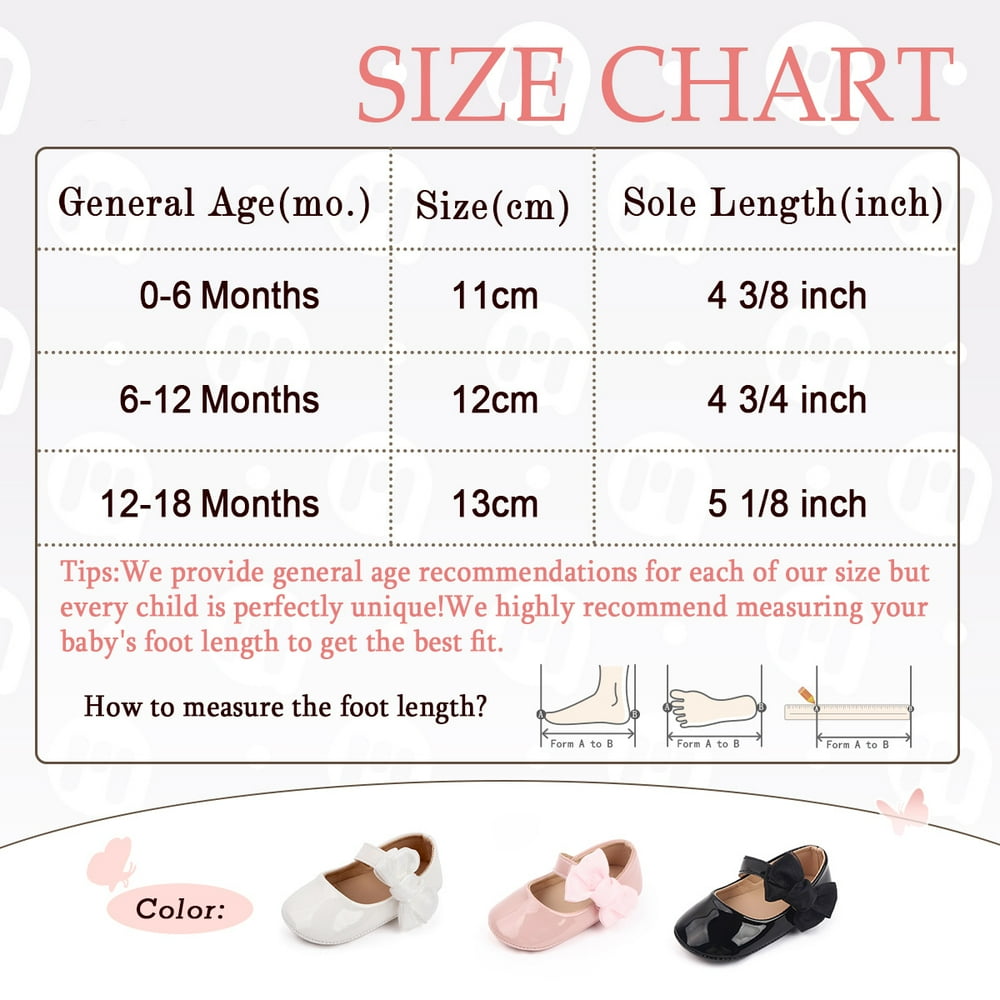Meckior Baby Girls Shoes Infant Mary Jane Dress Bowknot Princess Crib Flats for Newborn First Walkers 3-18 Months