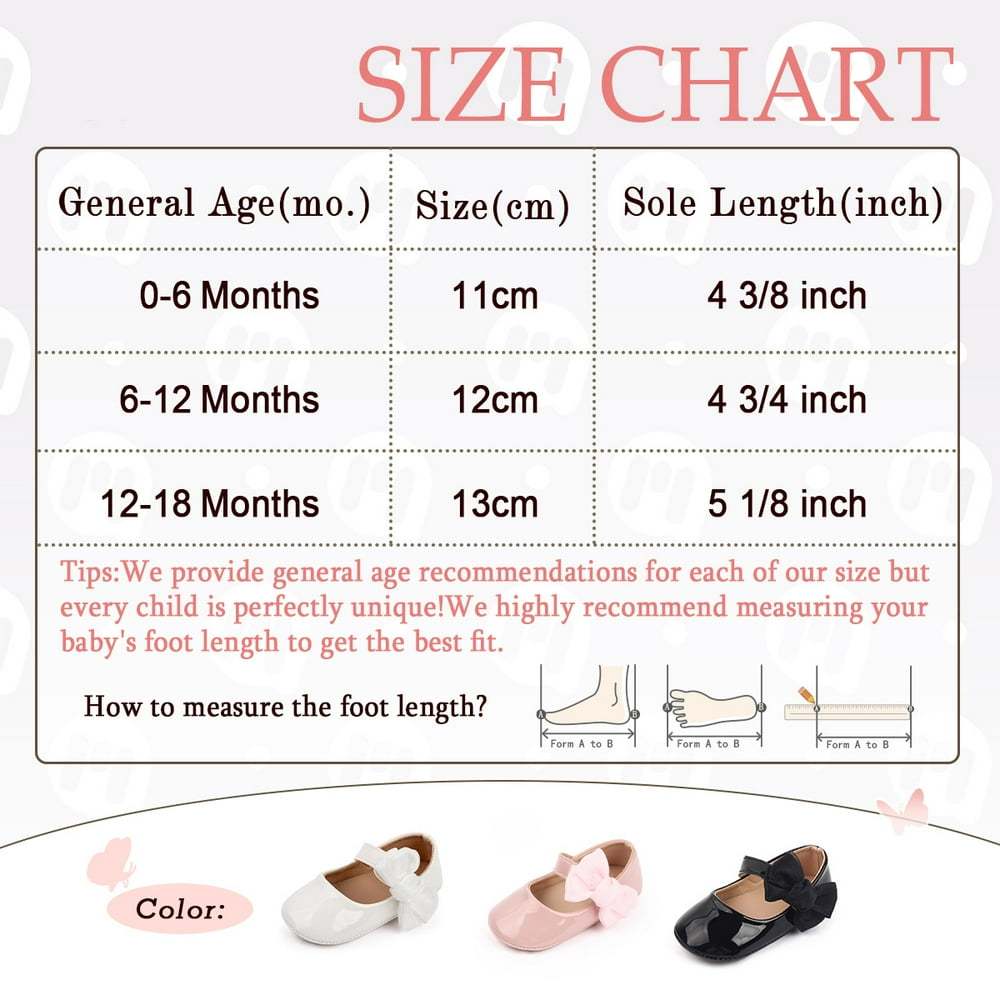 Meckior Baby Girls Shoes Infant Mary Jane Dress Bowknot Princess Crib Flats for Newborn First Walkers 3-18 Months