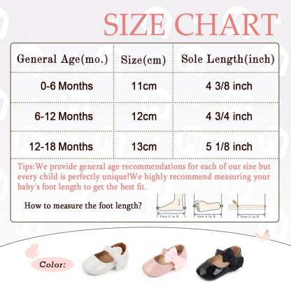 Meckior Baby Girls Shoes Infant Mary Jane Dress Bowknot Princess Crib Flats for Newborn First Walkers 3-18 Months