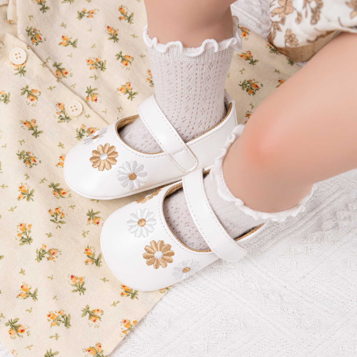 CG5322 Daisy Flower Mary Jane Baby Shoes Wholesale