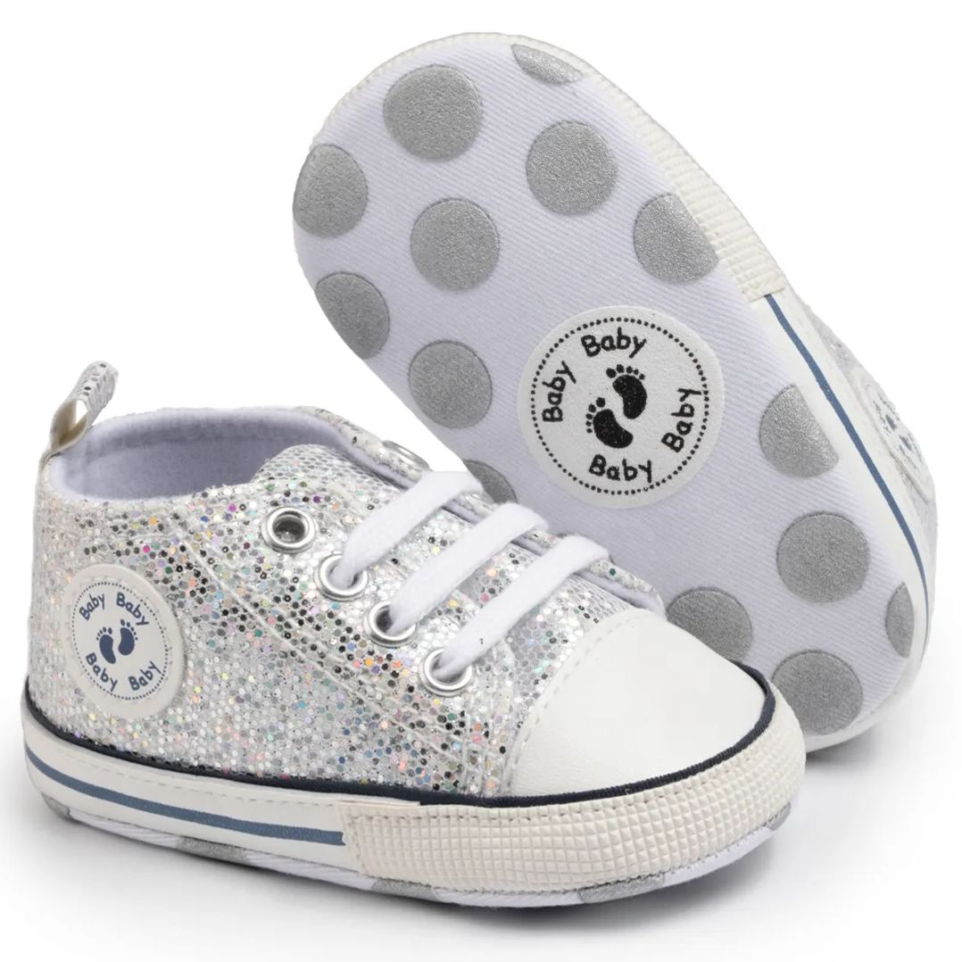 Sequin Cotton Fabric Soft Sole Baby Walking Shoes Wholesale-JZ Baby