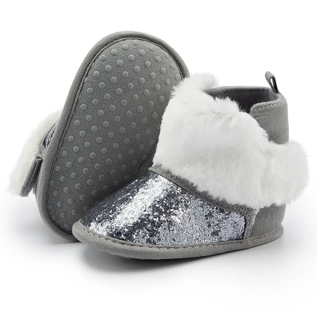 Winter Sequins Bling Warm Fur Walking Baby Girl Boots Wholesale-JZ Baby