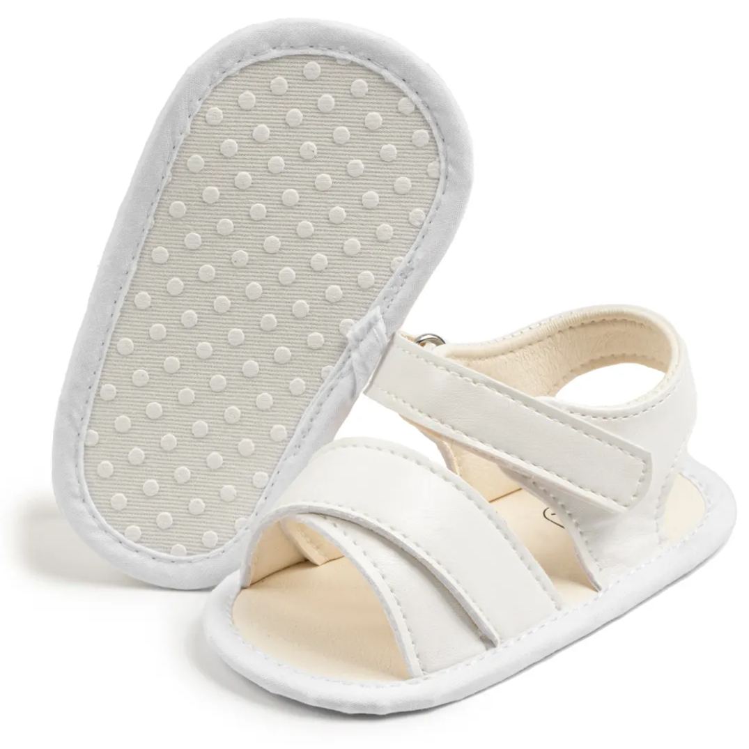 New Arrival Pure White Cloth Sole Anti-Slip Baby Sandals