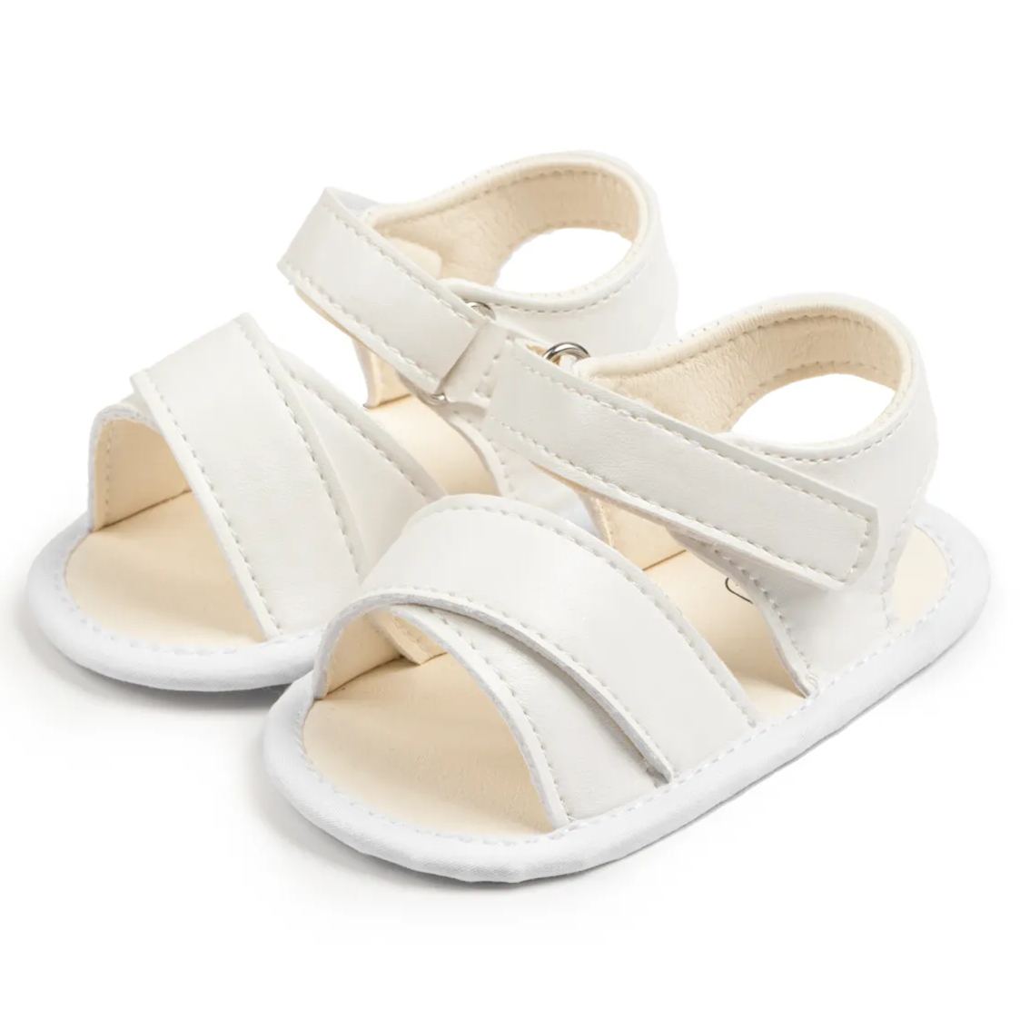 New Arrival Pure White Cloth Sole Anti-Slip Baby Sandals