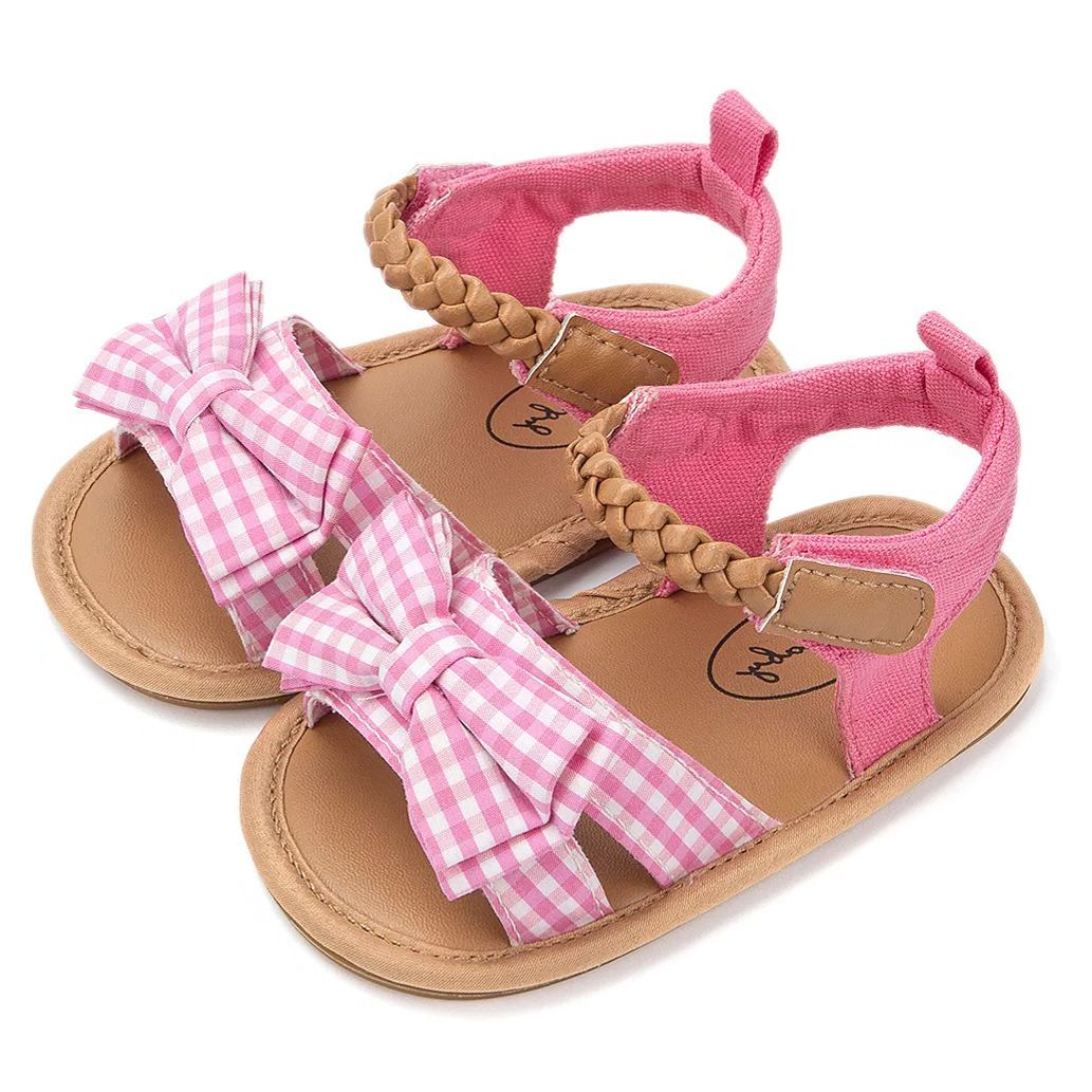 Bow-knot Plaid Anti-Slip Rubber Sole Baby Sandals for Girl
