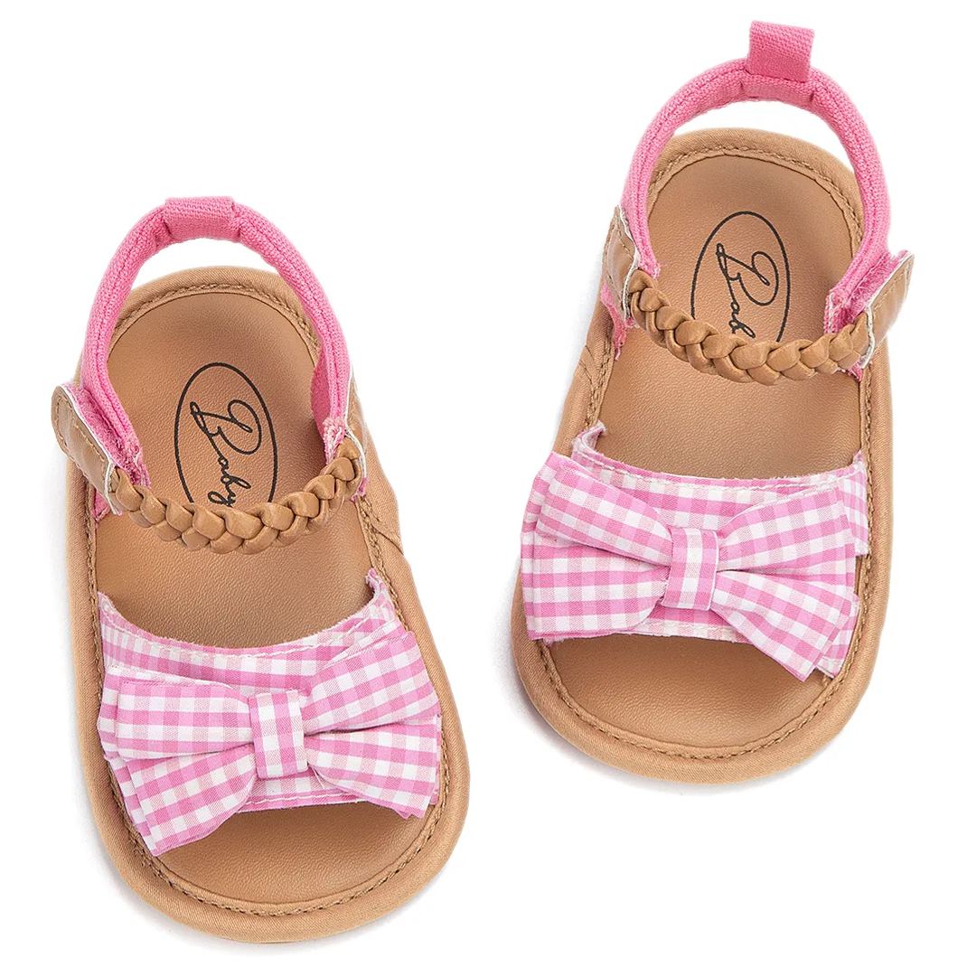 Bow-knot Plaid Anti-Slip Rubber Sole Baby Sandals for Girl