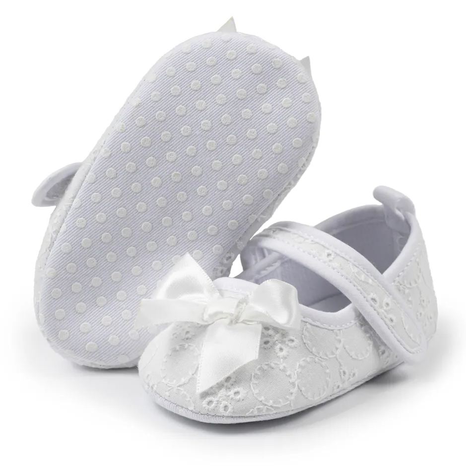 Bow-knot Embroider Velcro Baby Dress Shoes