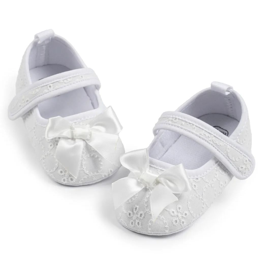 Bow-knot Embroider Velcro Baby Dress Shoes Wholesale-JZ Baby