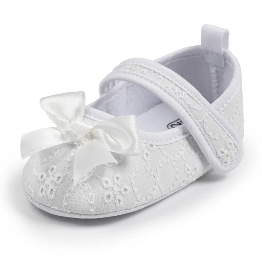 Bow-knot Embroider Velcro Baby Dress Shoes Wholesale-JZ Baby