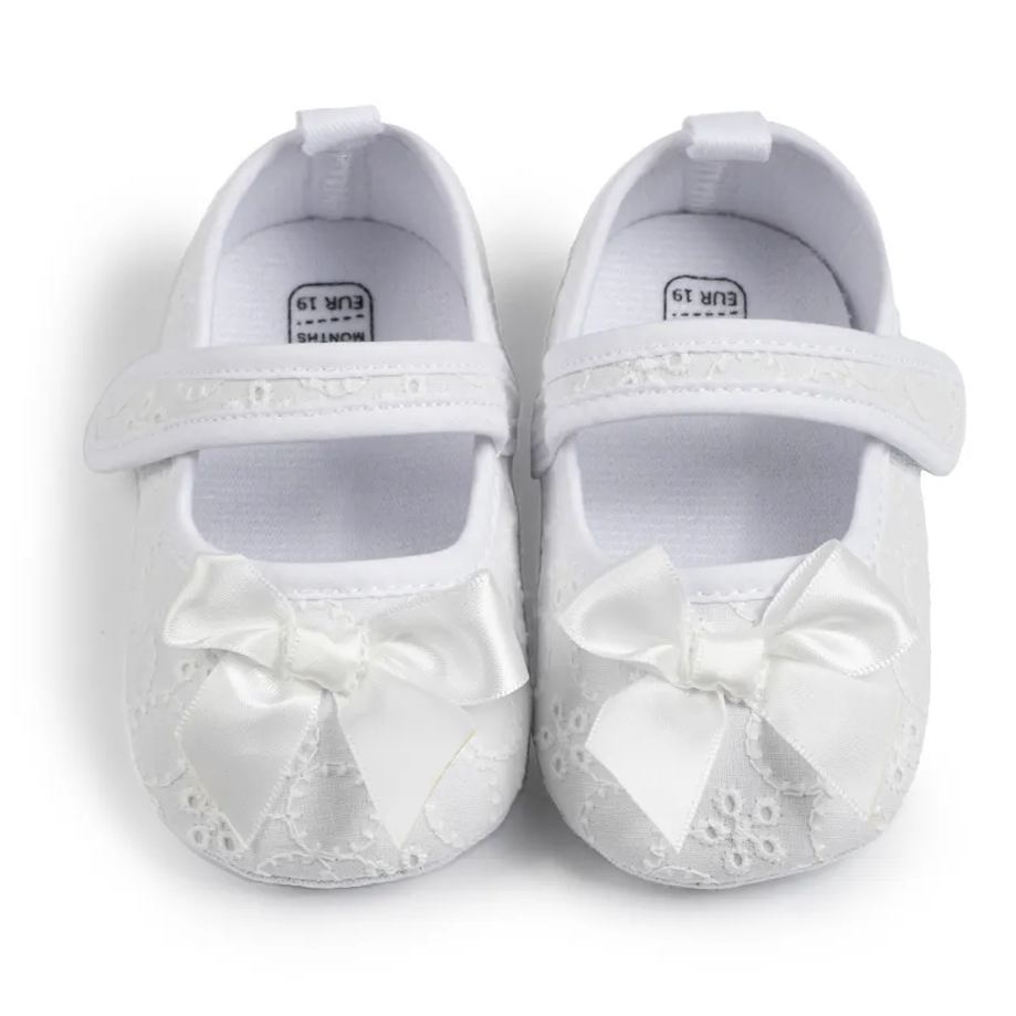 Bow-knot Embroider Velcro Baby Dress Shoes Wholesale-JZ Baby