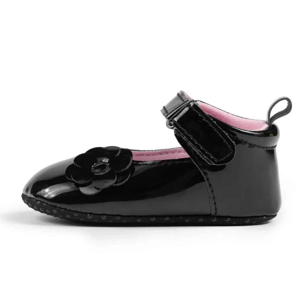Black & Pink Camellia Infant Girl Dress Shoes Wholesale-JZ Baby