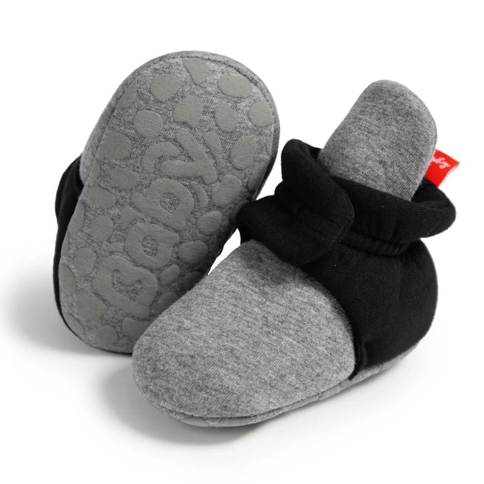 Grey & Black Hook & Loop Baby Booties Wholesale-JZ Baby