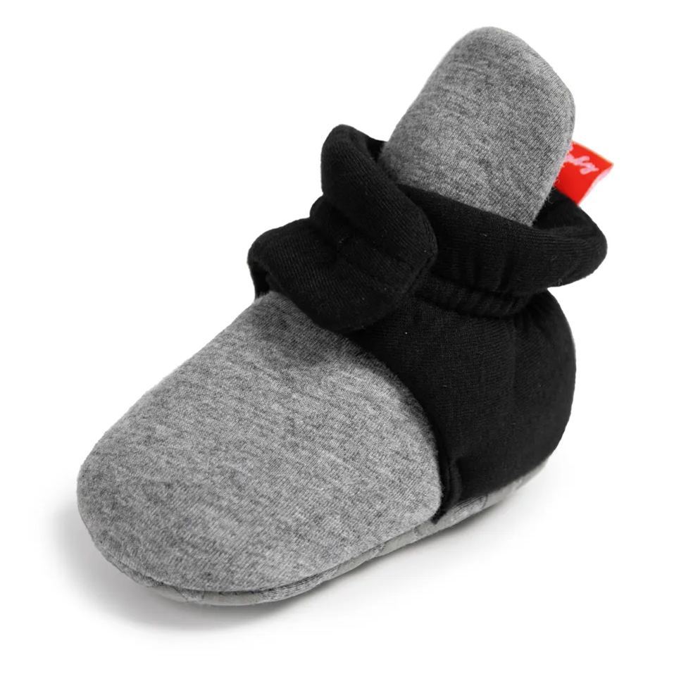 Grey & Black Hook & Loop Baby Booties Wholesale-JZ Baby