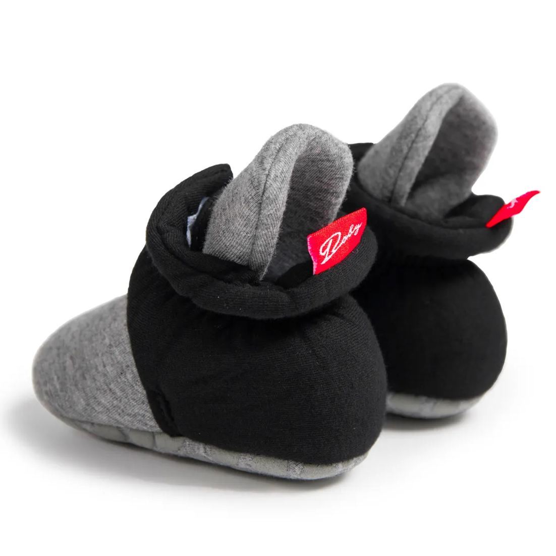 Grey & Black Hook & Loop Baby Booties Wholesale-JZ Baby