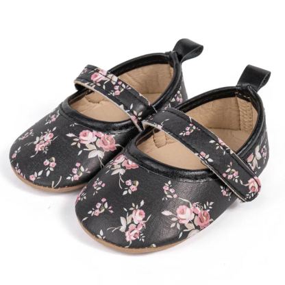 Floral Rustic Newborn Baby Girl Mary Jane Shoes