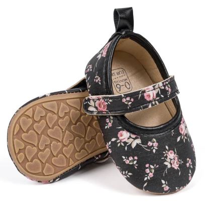 Floral Rustic Newborn Baby Girl Mary Jane Shoes