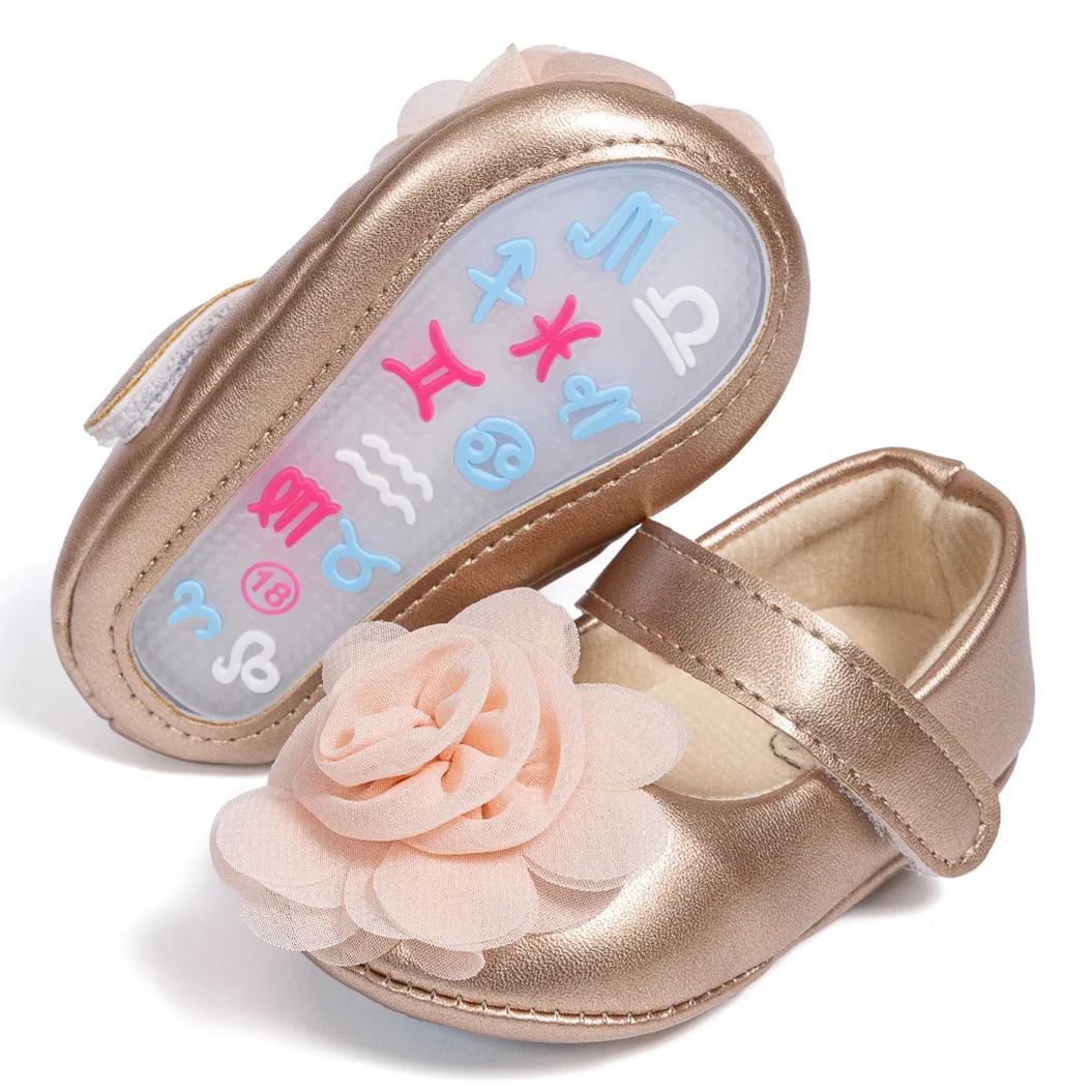Jelly Rubber Sole Rose Baby Gold Mary Jane Wholesale-JZ Baby