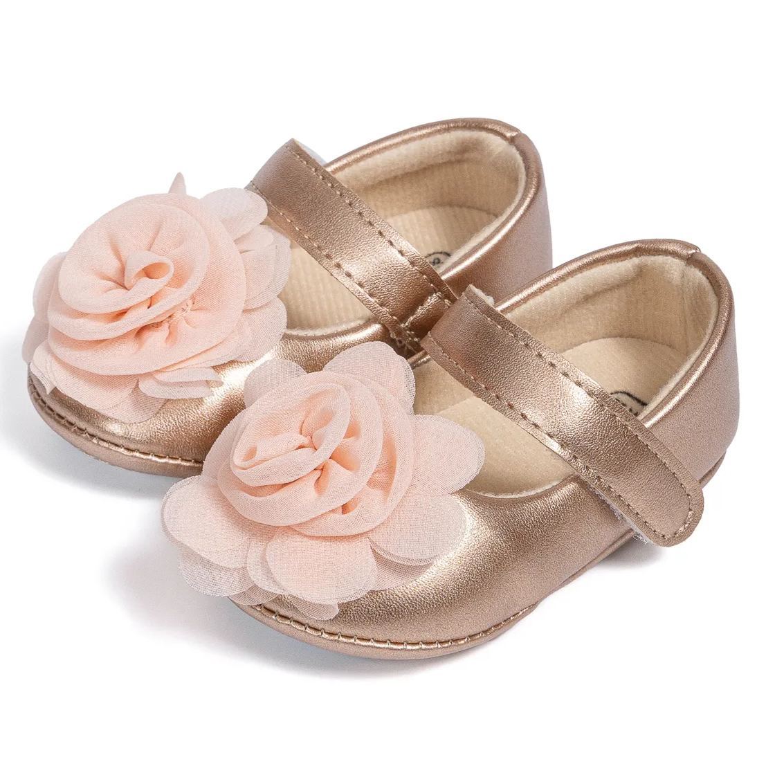 Jelly Rubber Sole Rose Baby Gold Mary Jane Wholesale-JZ Baby