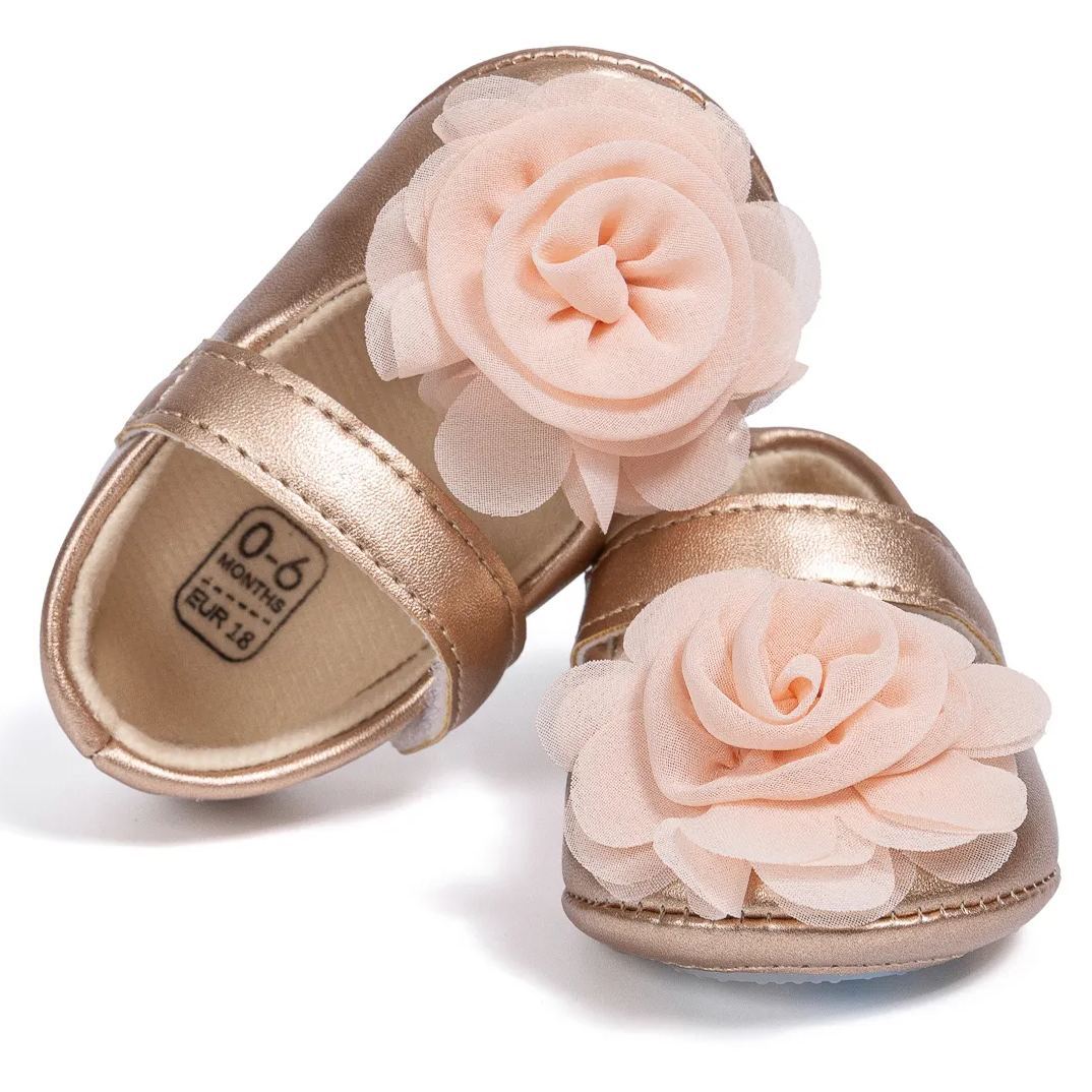 Jelly Rubber Sole Rose Baby Gold Mary Jane Wholesale-JZ Baby