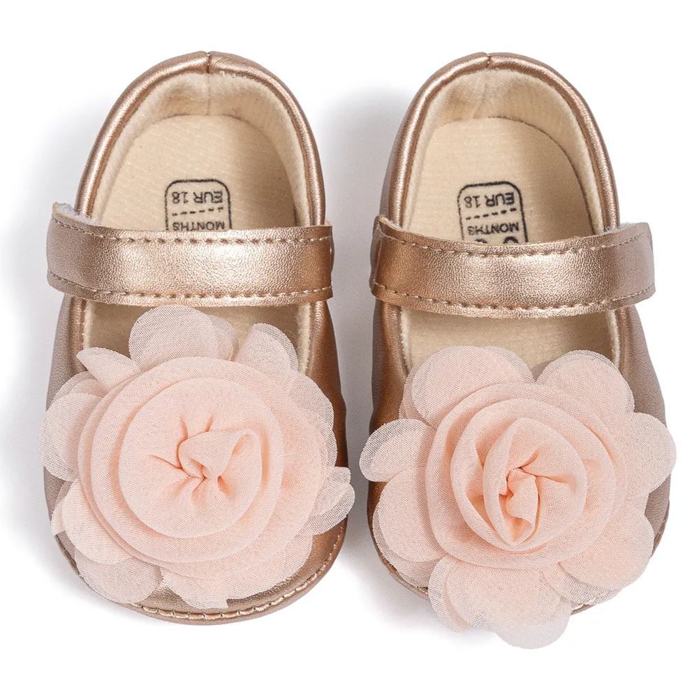 Jelly Rubber Sole Rose Baby Gold Mary Jane Wholesale-JZ Baby