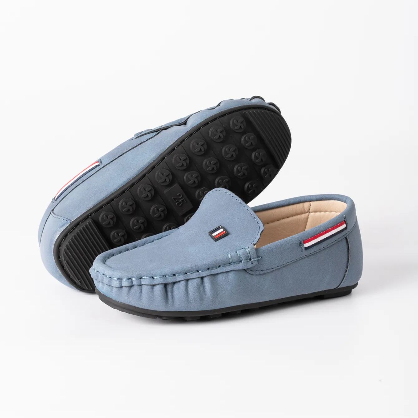 HM2907 Blue Faux Suede Kids Slip-on Casual Shoes Wholesale