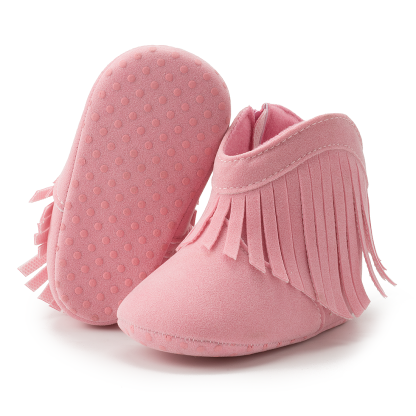Meckior Baby Girls Boys Boots Infant Cowboy Tassel Booties Newborn Moccasins Shoes for 3-18 Months